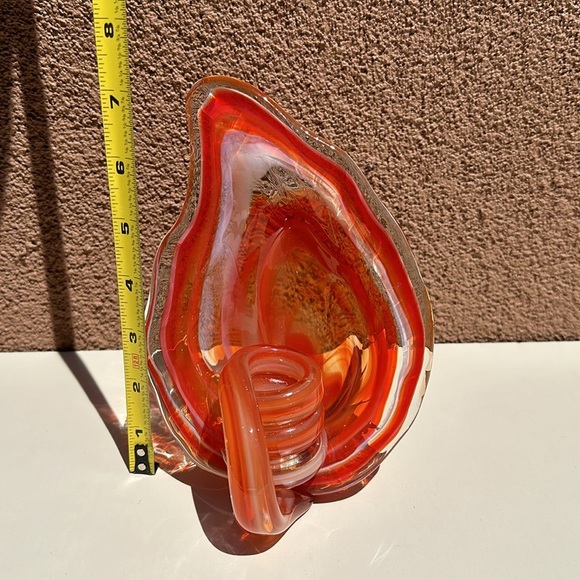 Vintage Unique Ozark Art Glass Mid Century, Orange with white swirl - Picture 10 of 11